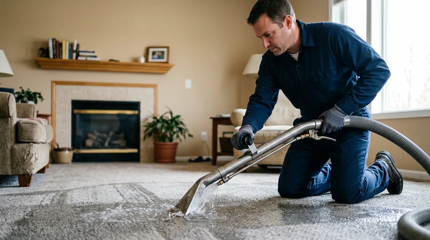 Water damage restoration technician working near Hamburg, MI